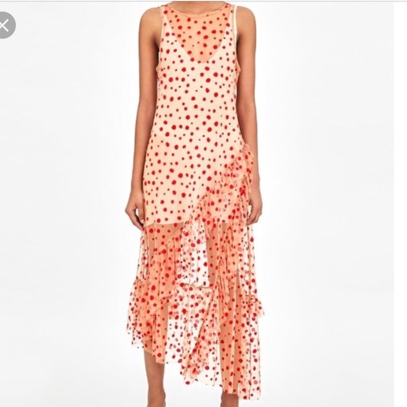 nude spotty dress